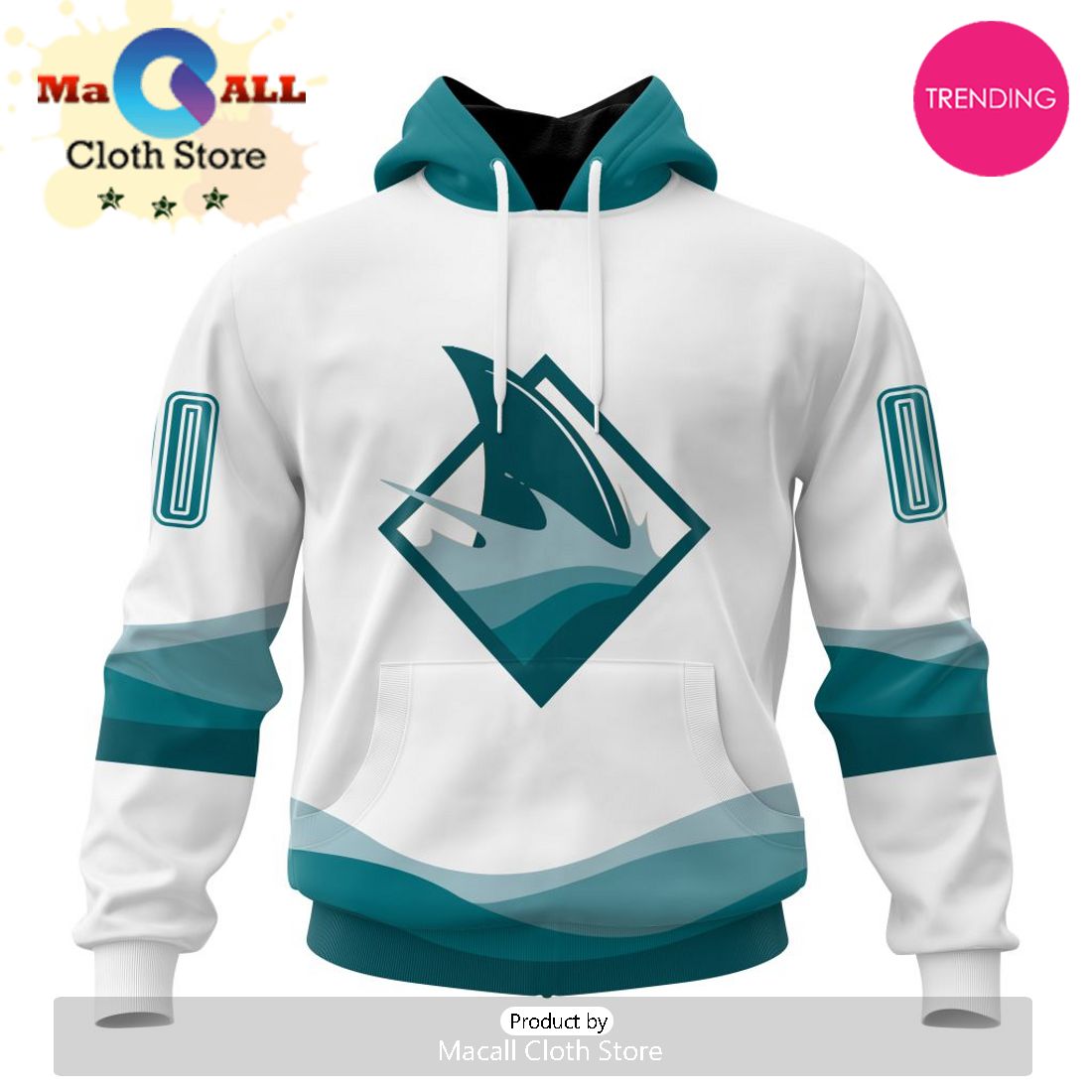 NHL San Jose Sharks Special Whiteout Design 3D Hoodie NHL San Jose Sharks Special Whiteout Design 3D Hoodie