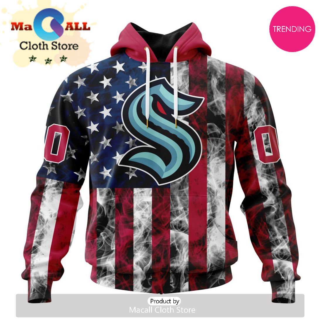 NHL Seattle Kraken Special Design For Independence Day The Fourth Of July 3D Hoodie NHL Seattle Kraken Special Design For Independence Day The Fourth Of July 3D Hoodie