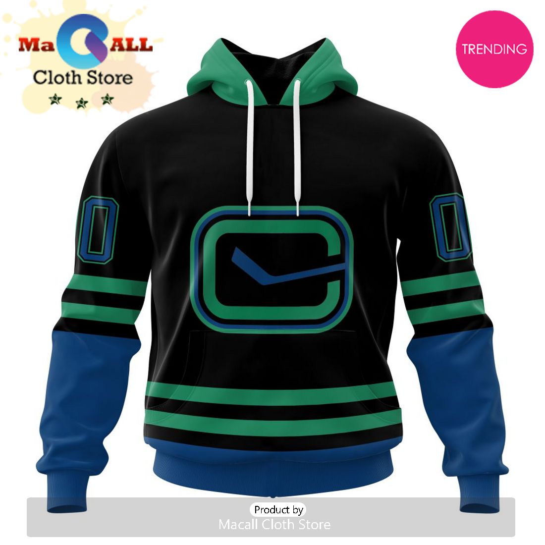 NHL Vancouver Canucks Special Blackout Design 3D Hoodie