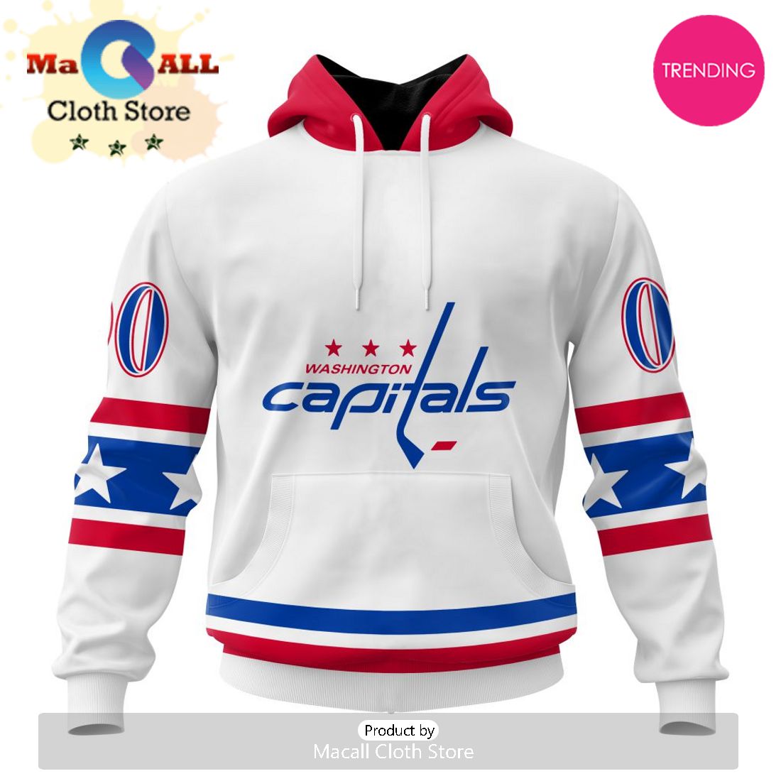 NHL Washington Capitals Special Whiteout Design 3D Hoodie