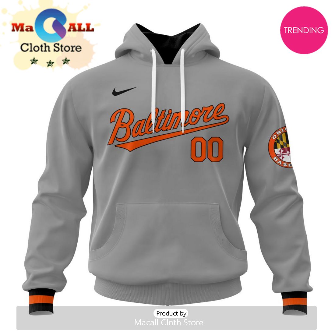 Baltimore Orioles Custom MLB 2024 Road Kits Hoodie 3D