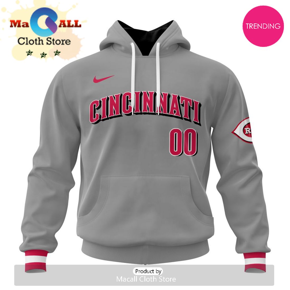 Cincinnati Reds Custom MLB 2024 Road Kits Hoodie 3D