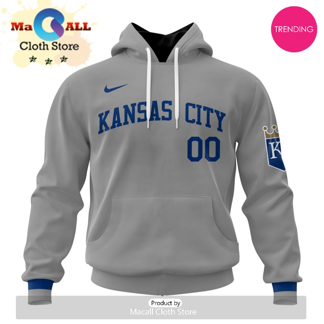 Kansas City Royals Custom MLB 2024 Road Kits Hoodie 3D