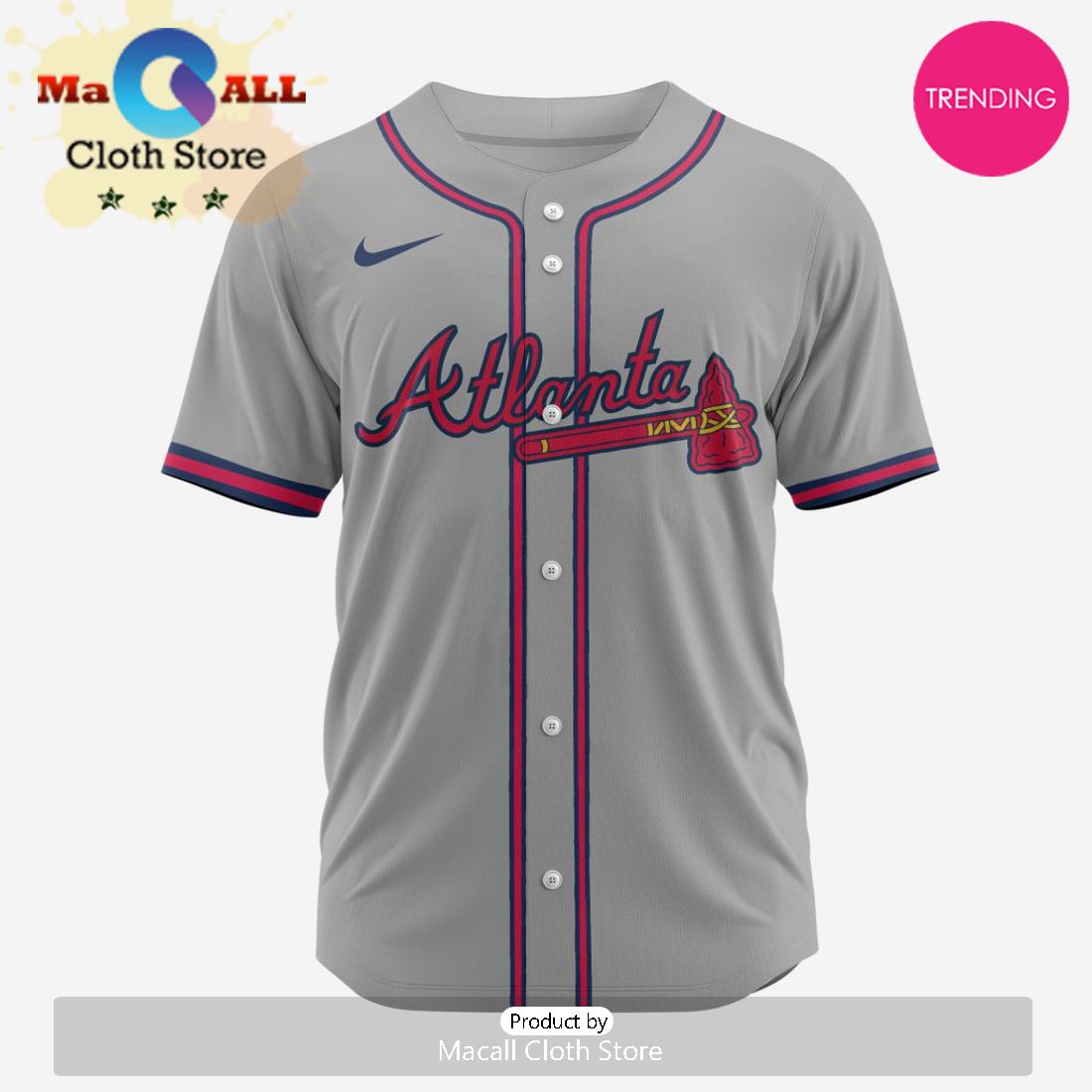 Atlanta Braves Custom MLB 2024 Road Baseball Jersey