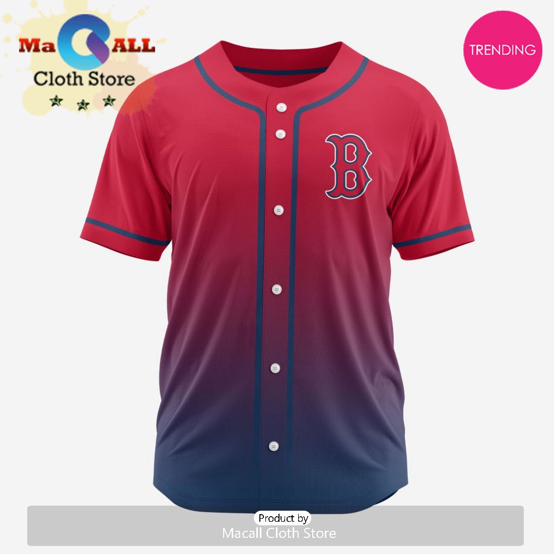 Boston Red Sox MLB Custom Gradient Design Baseball Jersey