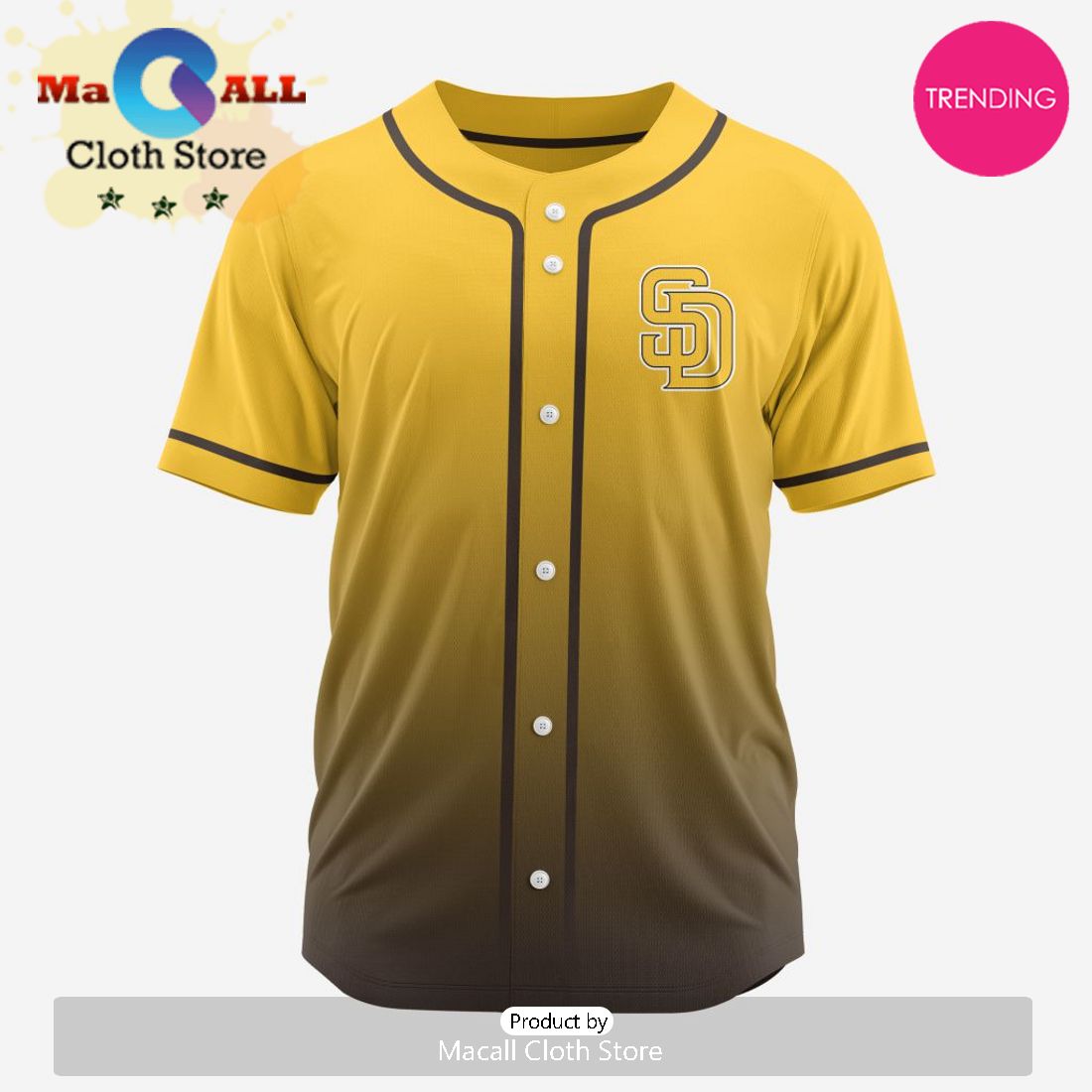 San Diego Padres MLB Custom Gradient Design Baseball Jersey