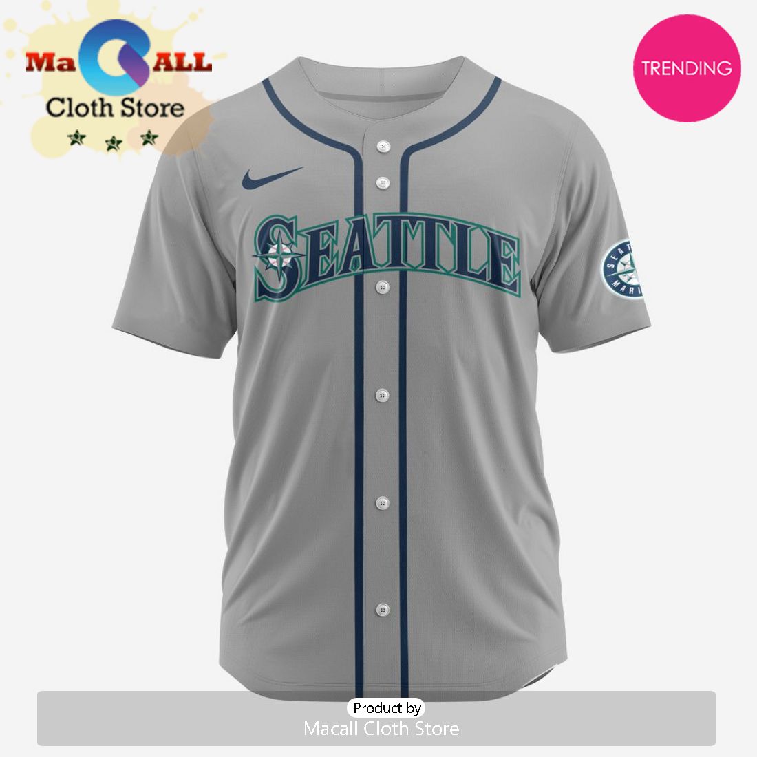 Seattle Mariners Custom MLB 2024 Road Baseball Jersey