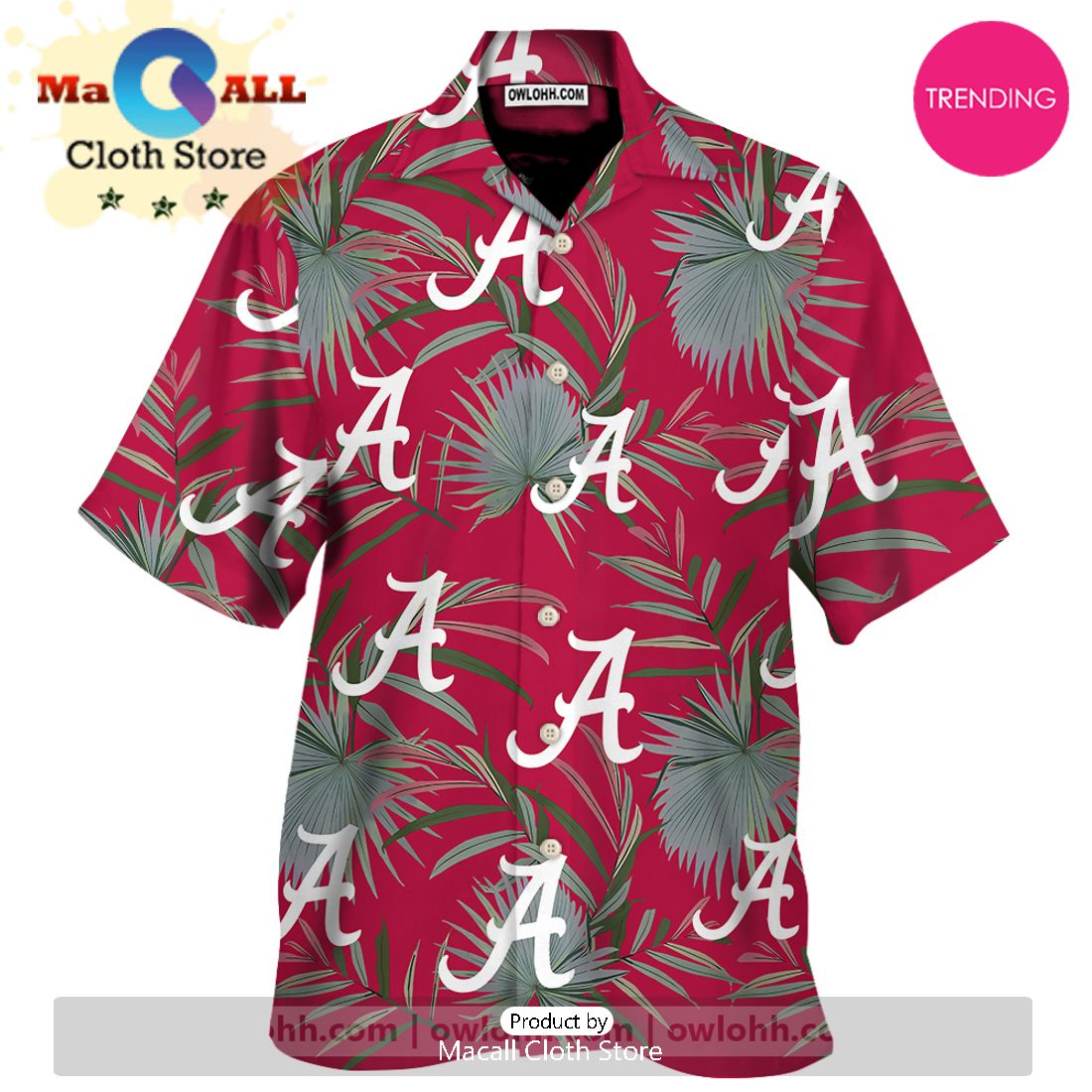 Alabama Crimson Tide All Over Print 3D Hawaiian Shirt