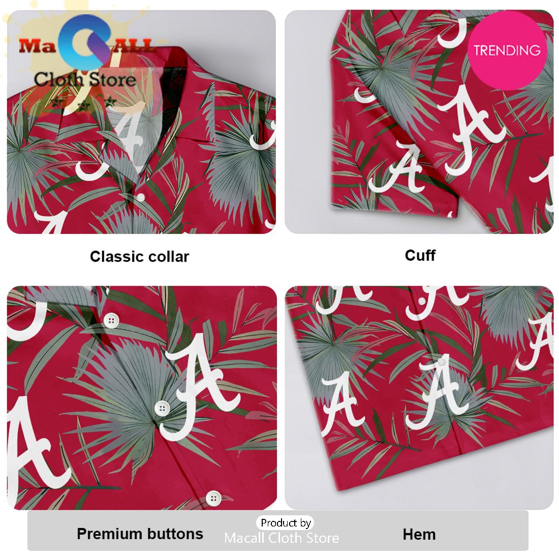 Alabama Crimson Tide All Over Print 3D Hawaiian Shirt