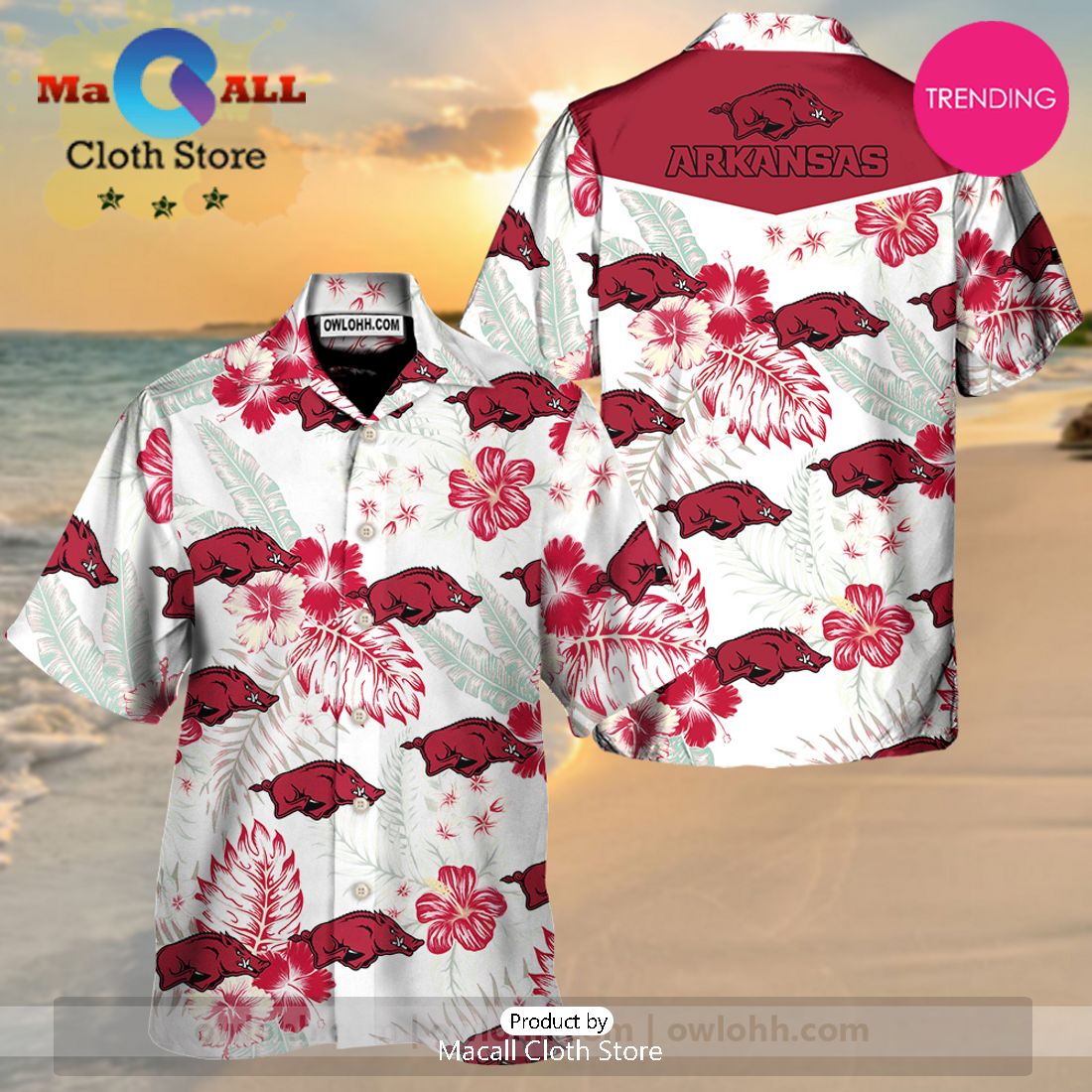 Arkansas Razorbacks All Over Print 3D Hawaiian Shirt