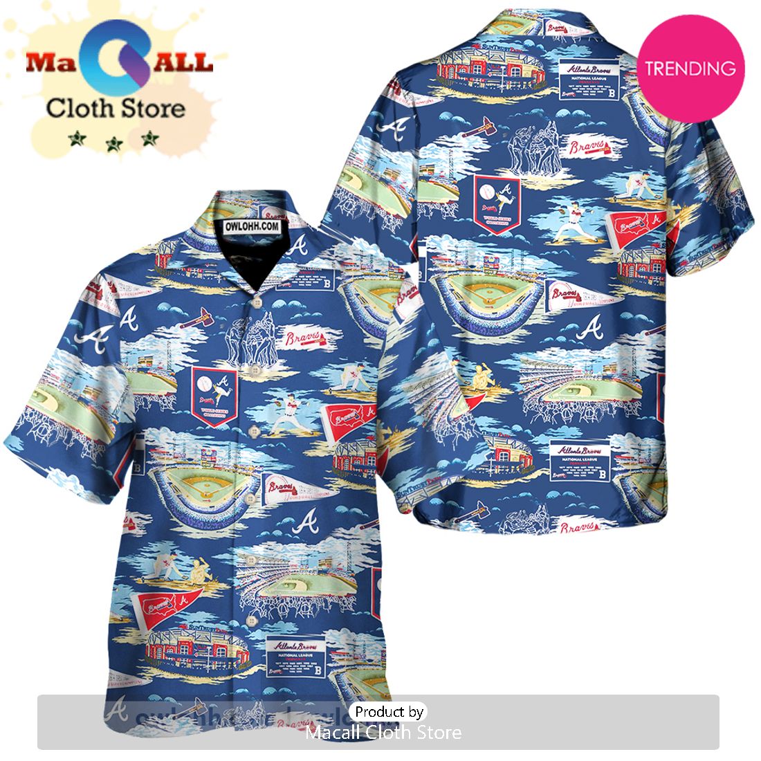 Atlanta Braves Scenic Hawaiian Shirt