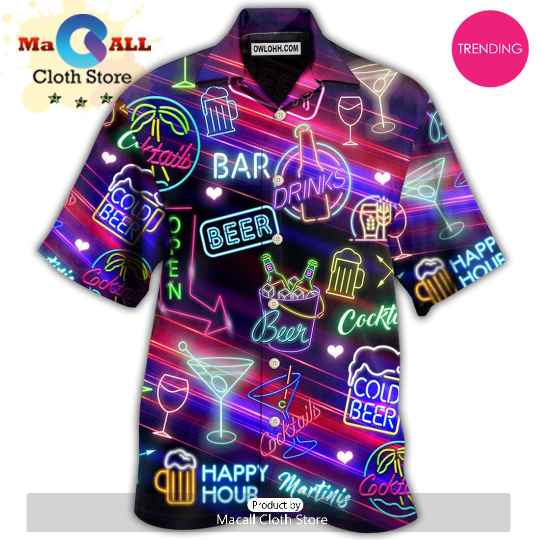 Beer Cocktails Drinking Bar Hawaiian Shirt