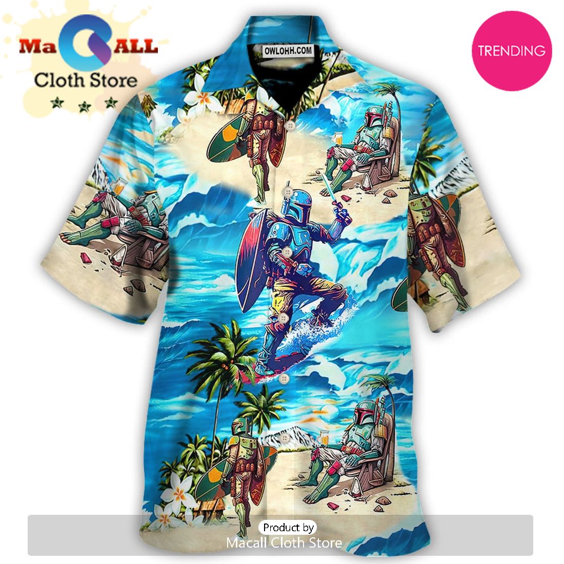 Boba Fett Starwars Surfing Hawaiian Shirt