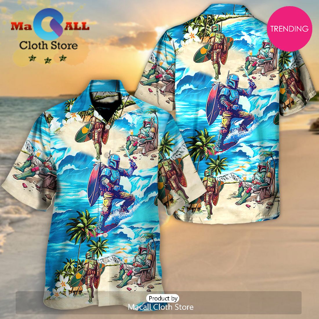 Boba Fett Starwars Surfing Hawaiian Shirt
