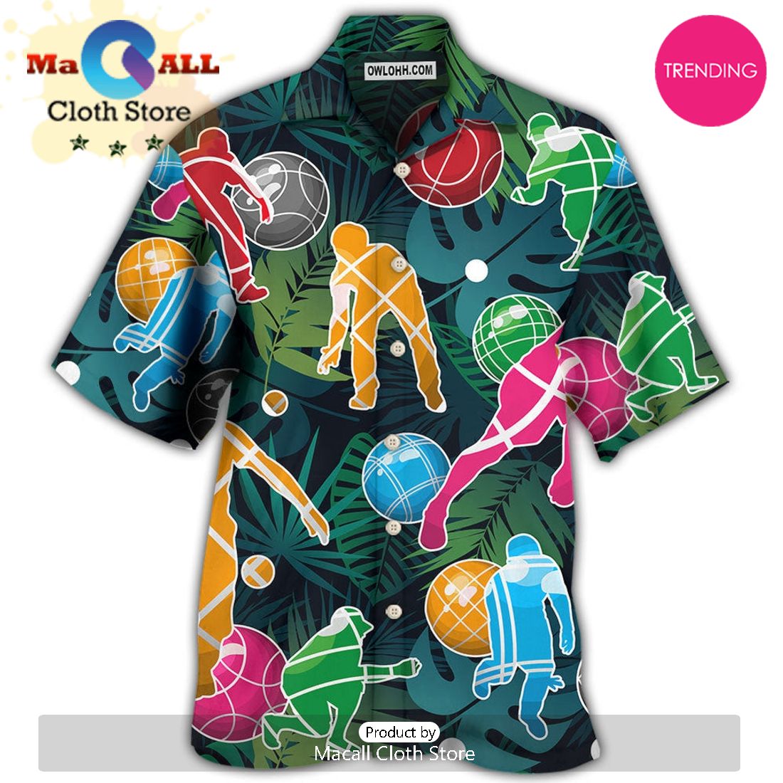 Bocce Ball Tropical Colorful Ball Games Hawaiian Shirt