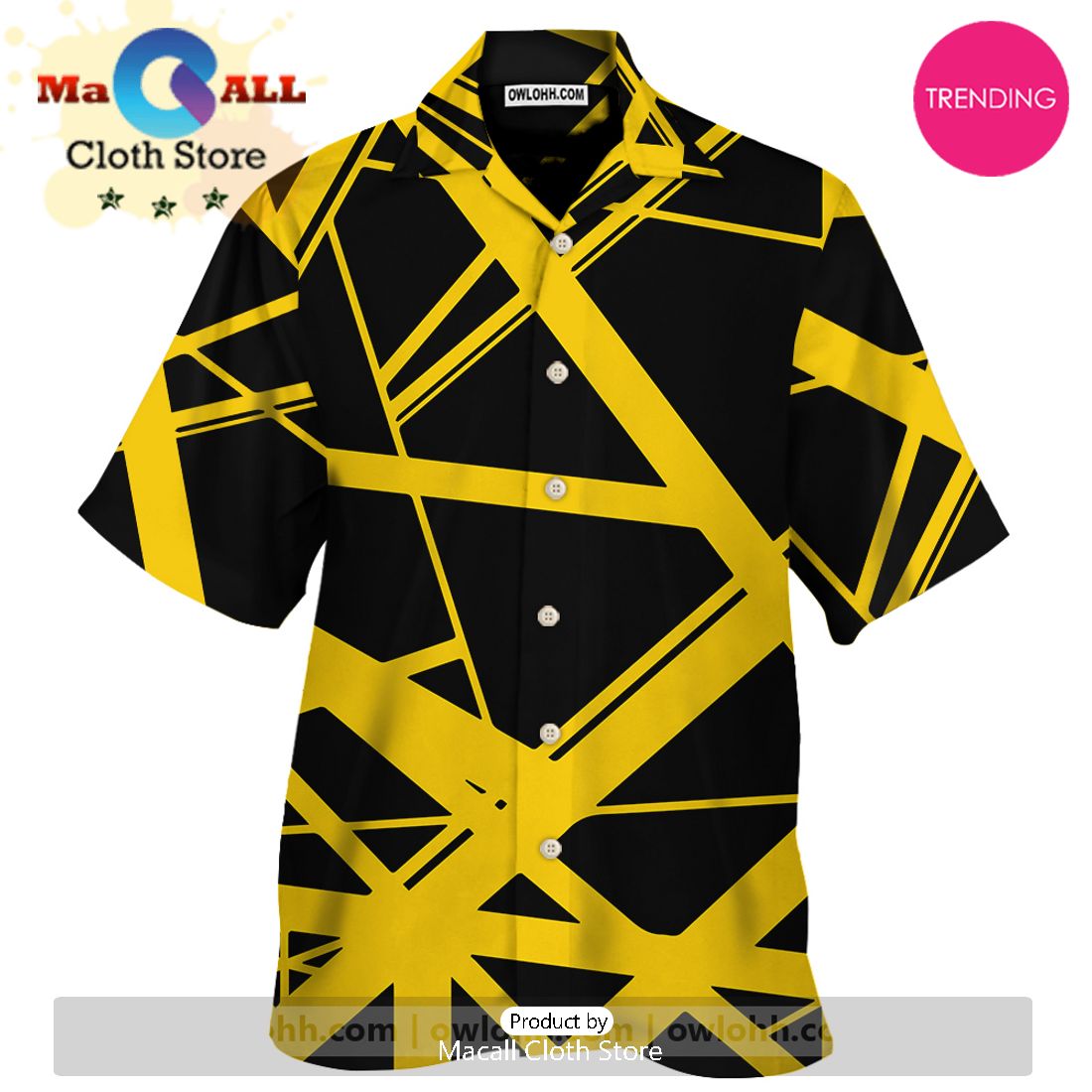 Van Halen Gift for Fan EVH Memorials Eddie Van Halen Yellow Guitar Hawaii Shirt
