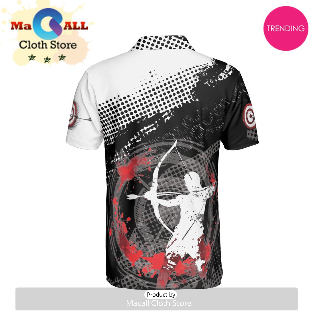 Archery Black White Polo Shirt For Men
