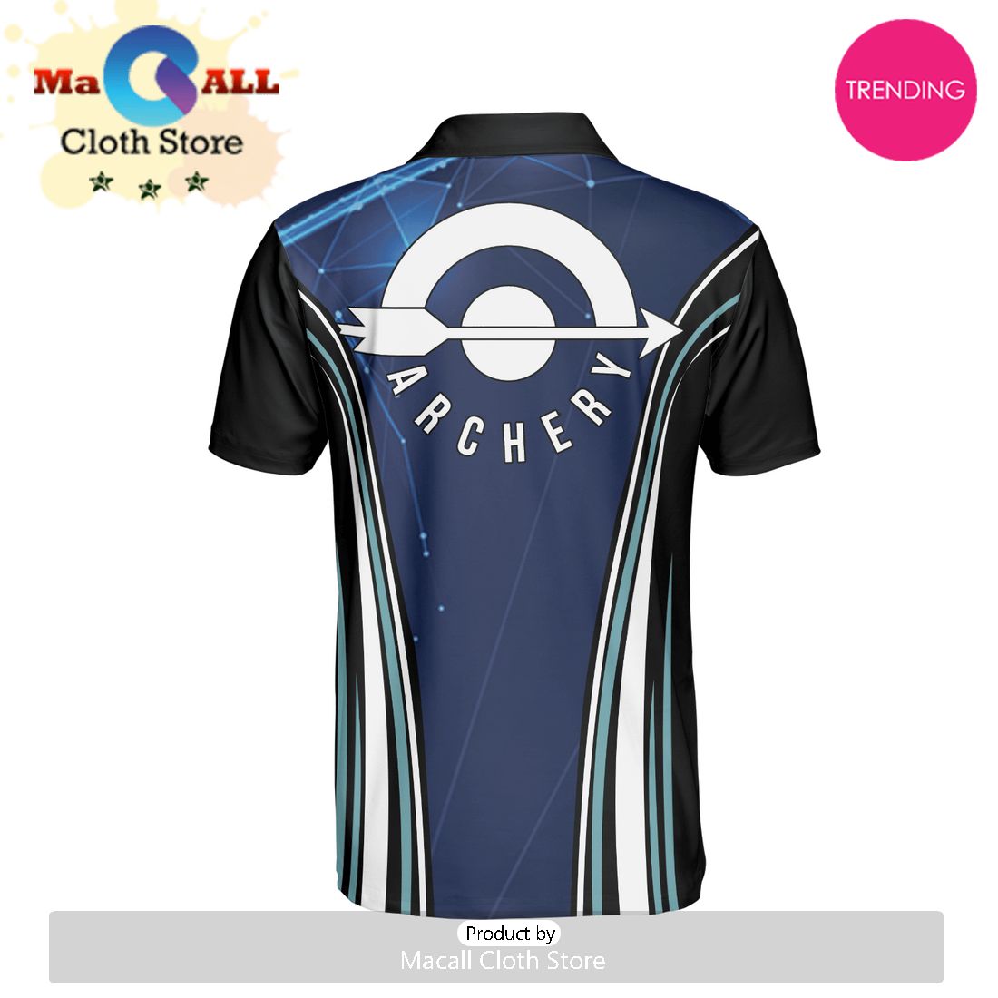 Archery Blue Striped Polo Shirt For Men