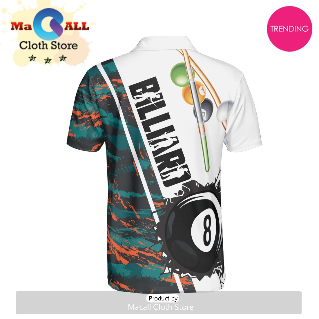 Billiard White Camo Polo Shirt For Men