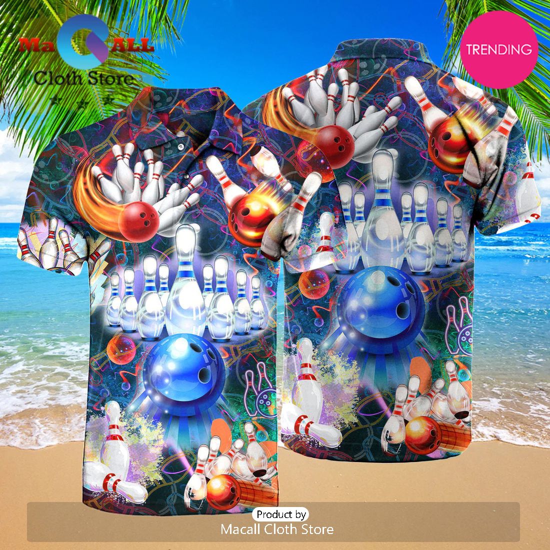 Bowling Neon Polo Shirt For Men