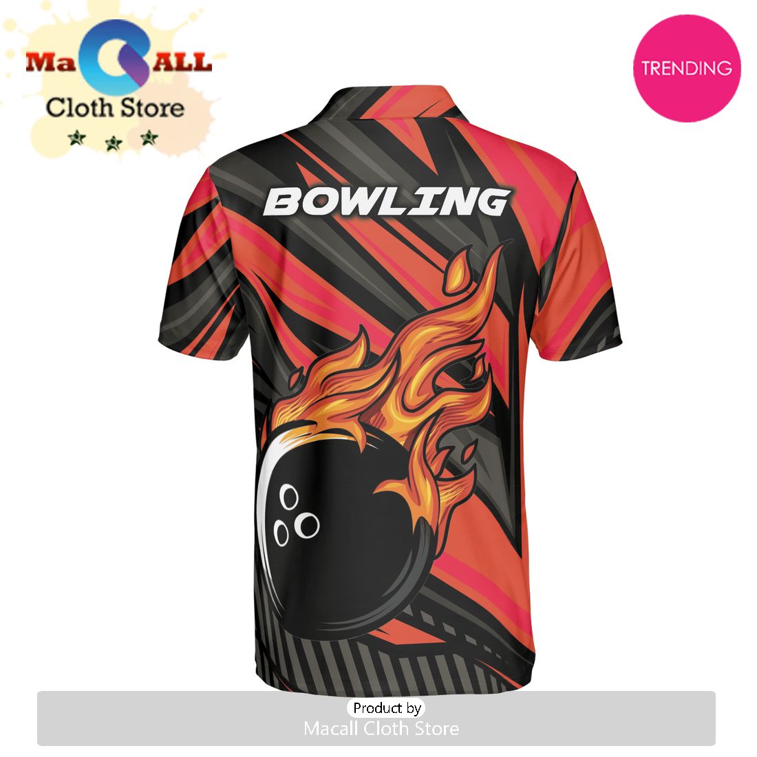 Bowling On Fire Polo Shirt For Men