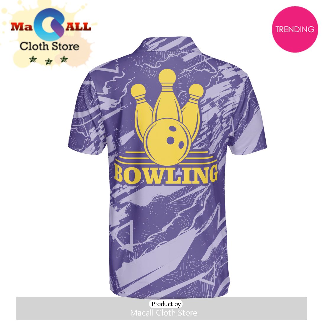 Bowling Purple Fire Polo Shirt For Men