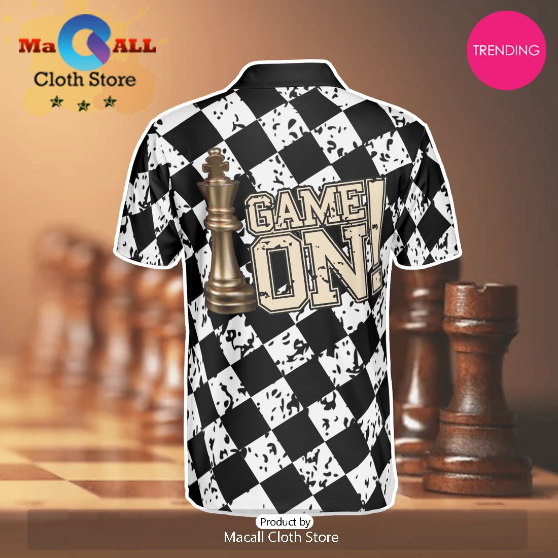 Chess Game On Polo Shirt For Men