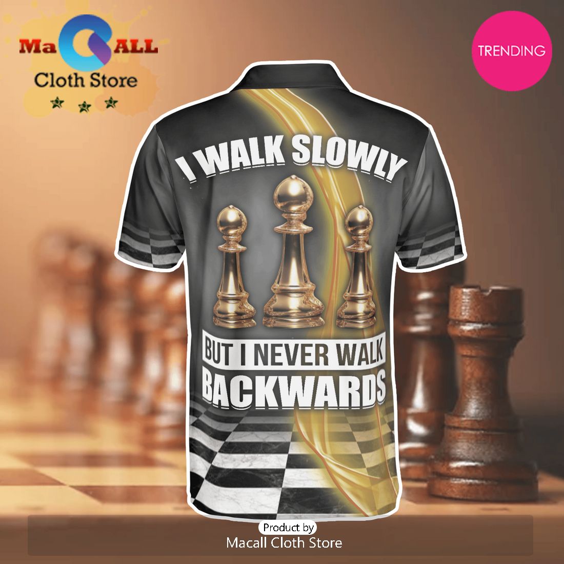 Chess Never Walk Backward Polo Shirt For Men