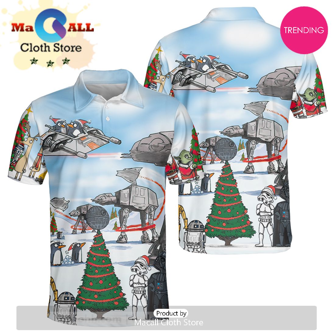 Christmas Star Wars Cartoon Christmas Funny Polo Shirt