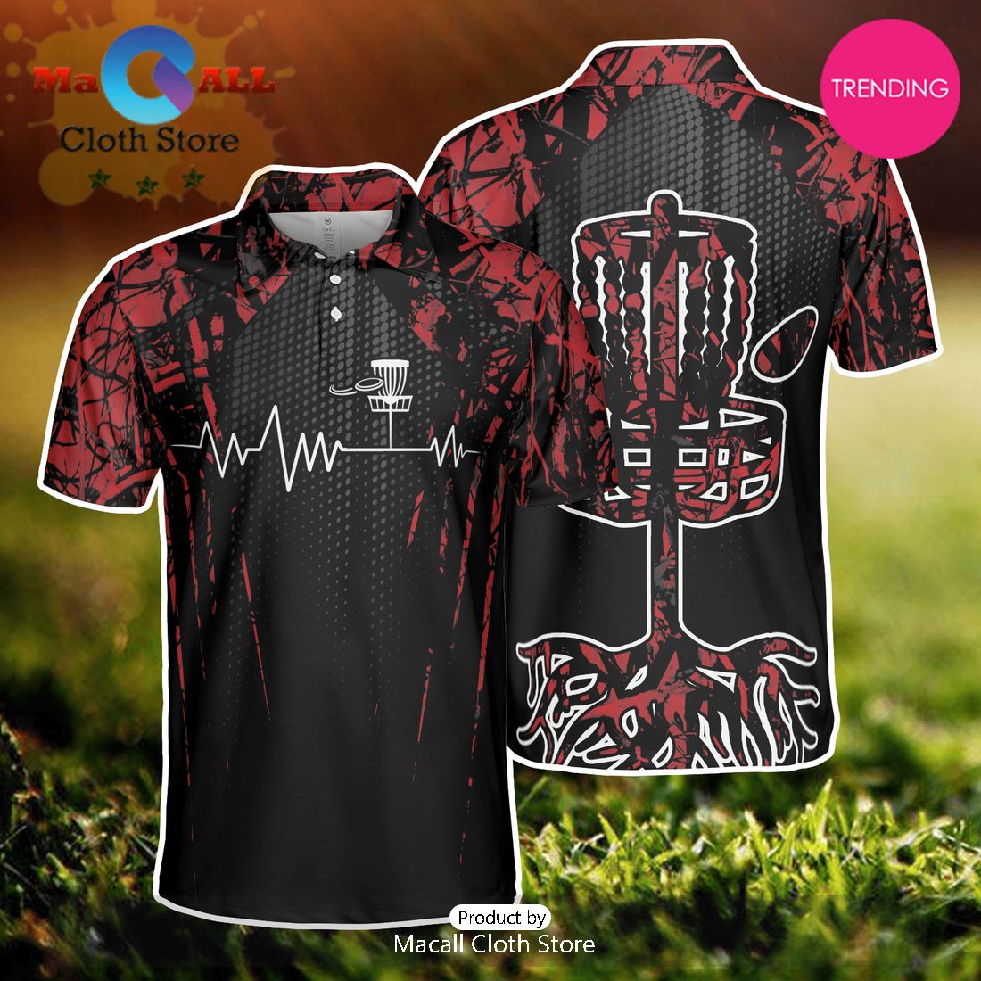 Disc Golf Tree Polo Shirt For Men