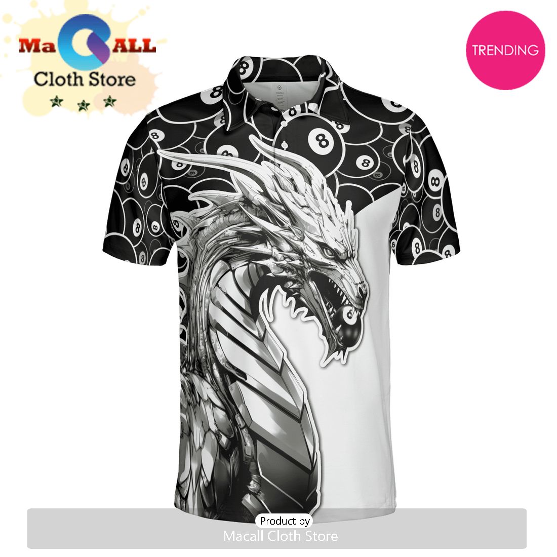 Dragon 8 Ball Billiard Polo Shirt For Men