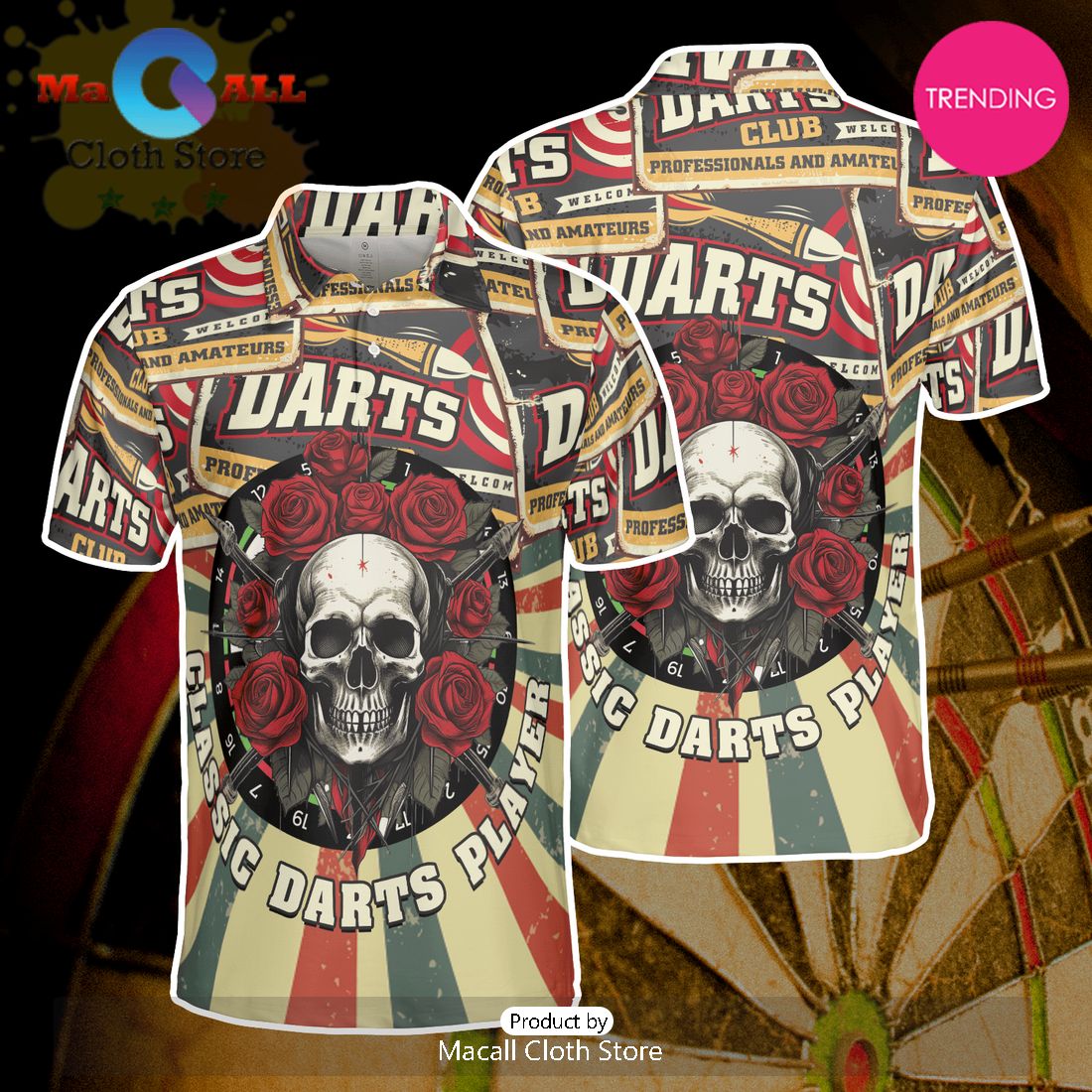 Retro Darts Polo Shirt For Men