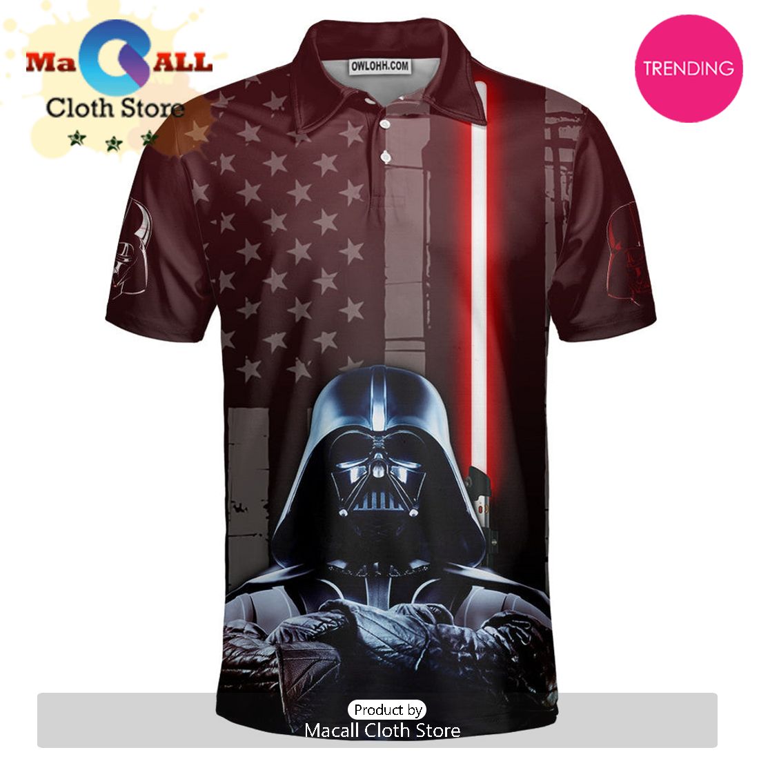 Star Wars Darth Vader American Flag Polo Shirt