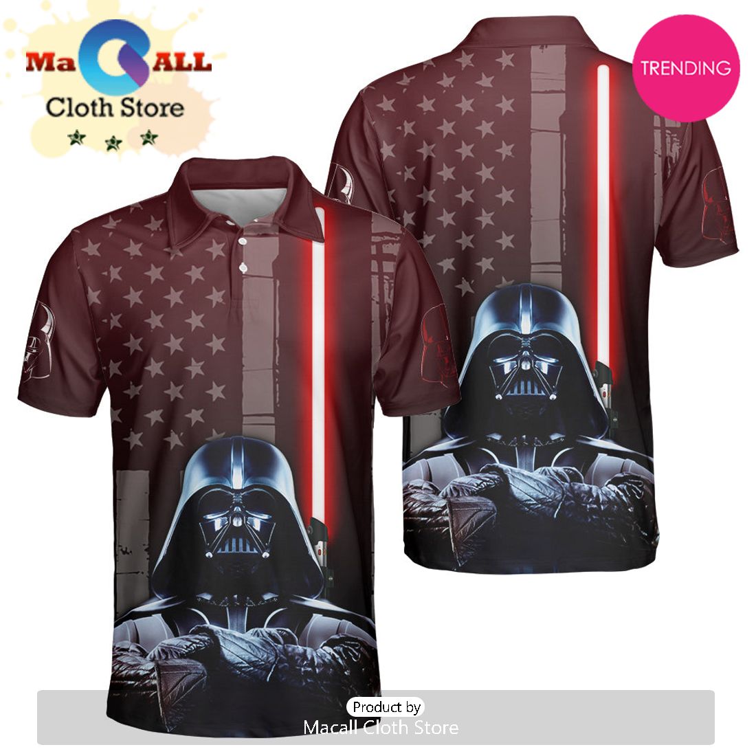 Star Wars Darth Vader American Flag Polo Shirt