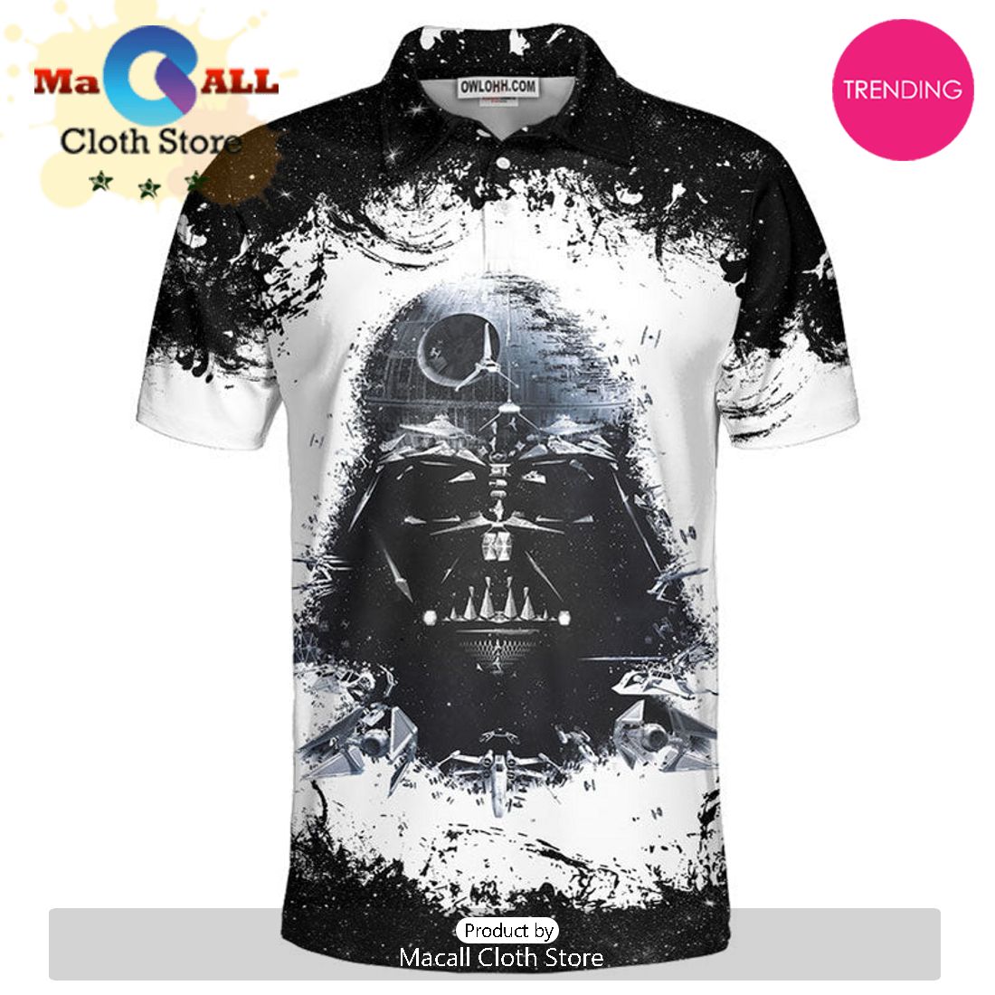 Star Wars Darth Vader Black & White Gift For Fans Polo Shirt