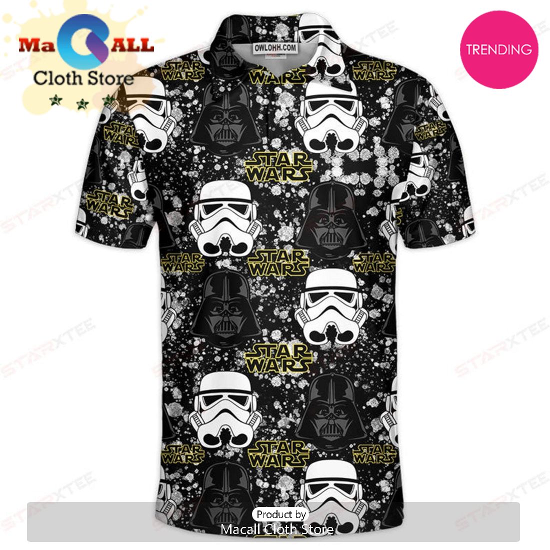 Star Wars Pattern Black and White Gift For Fans Polo Shirt