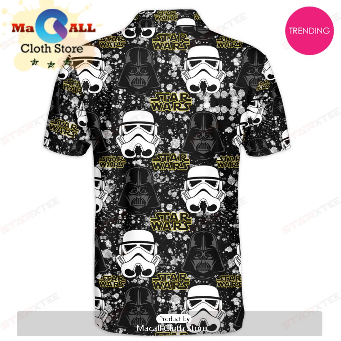 Star Wars Pattern Black and White Gift For Fans Polo Shirt