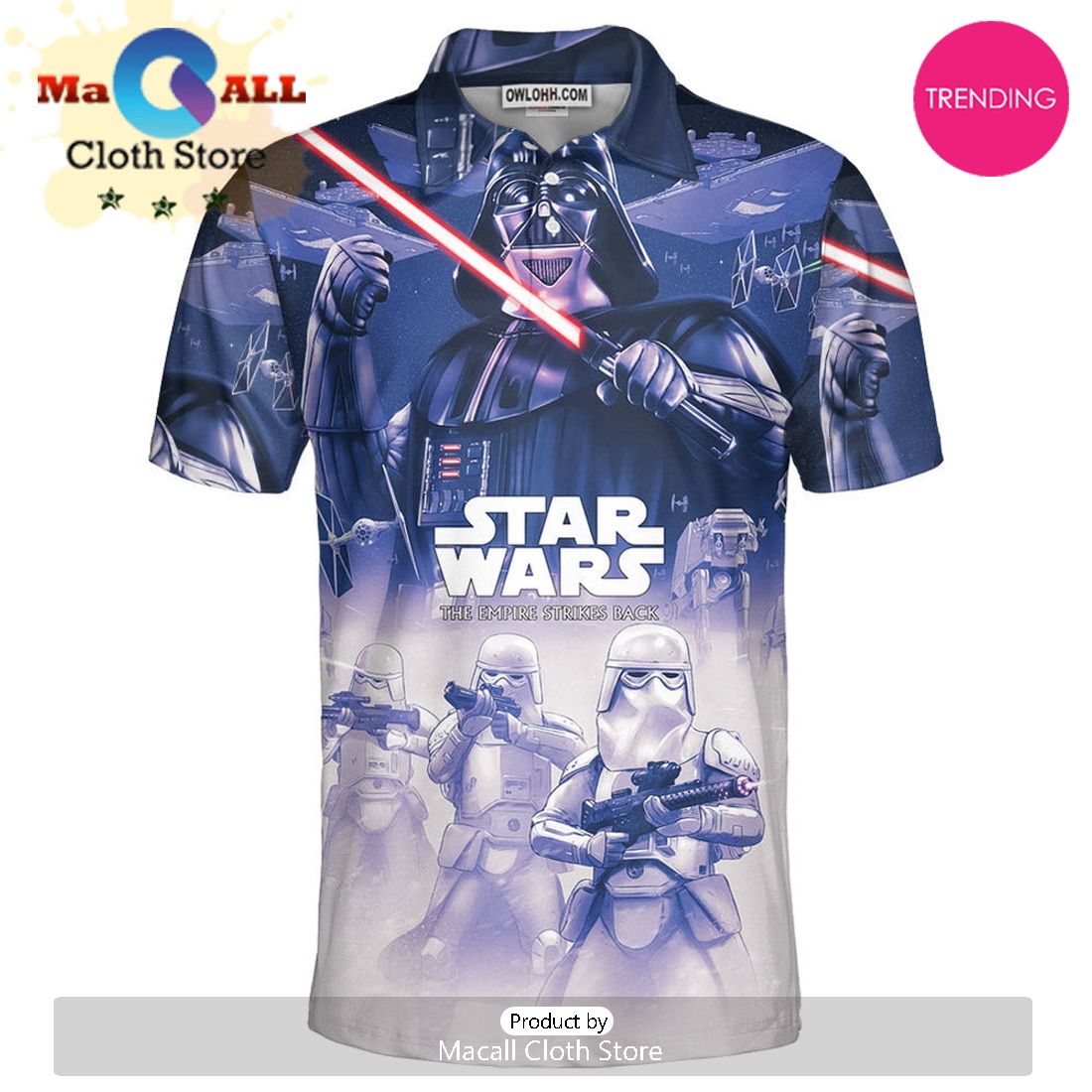 Star Wars The Empire Strikes Back White Purple Gift For Fans Polo Shirt