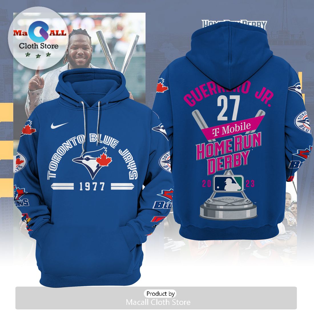 Toronto Blue Jays MLB Home Run Derby Blue Hoodie And Pants