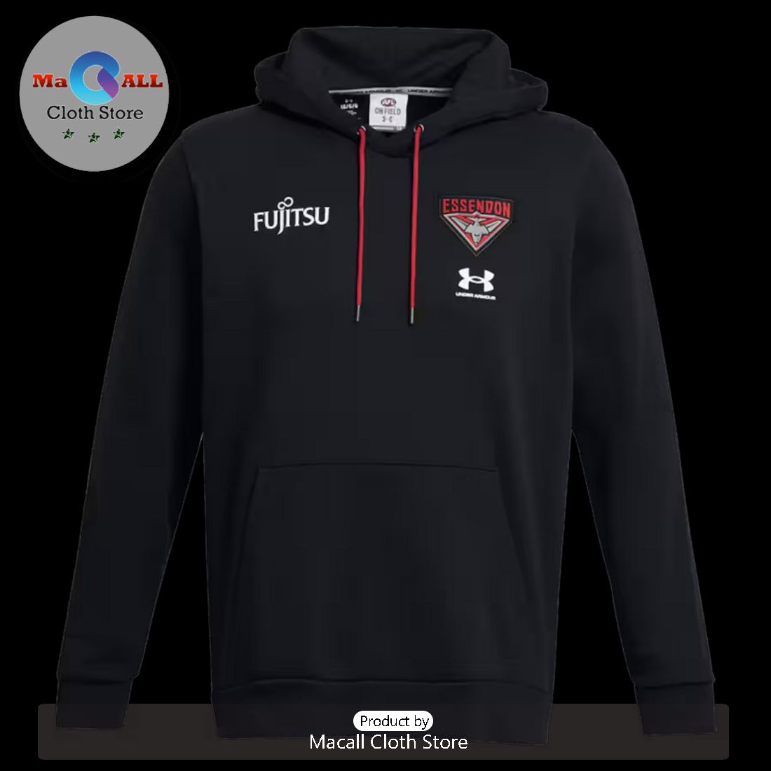 2024 AFL Essendon Football Club Black Hoodie 3D