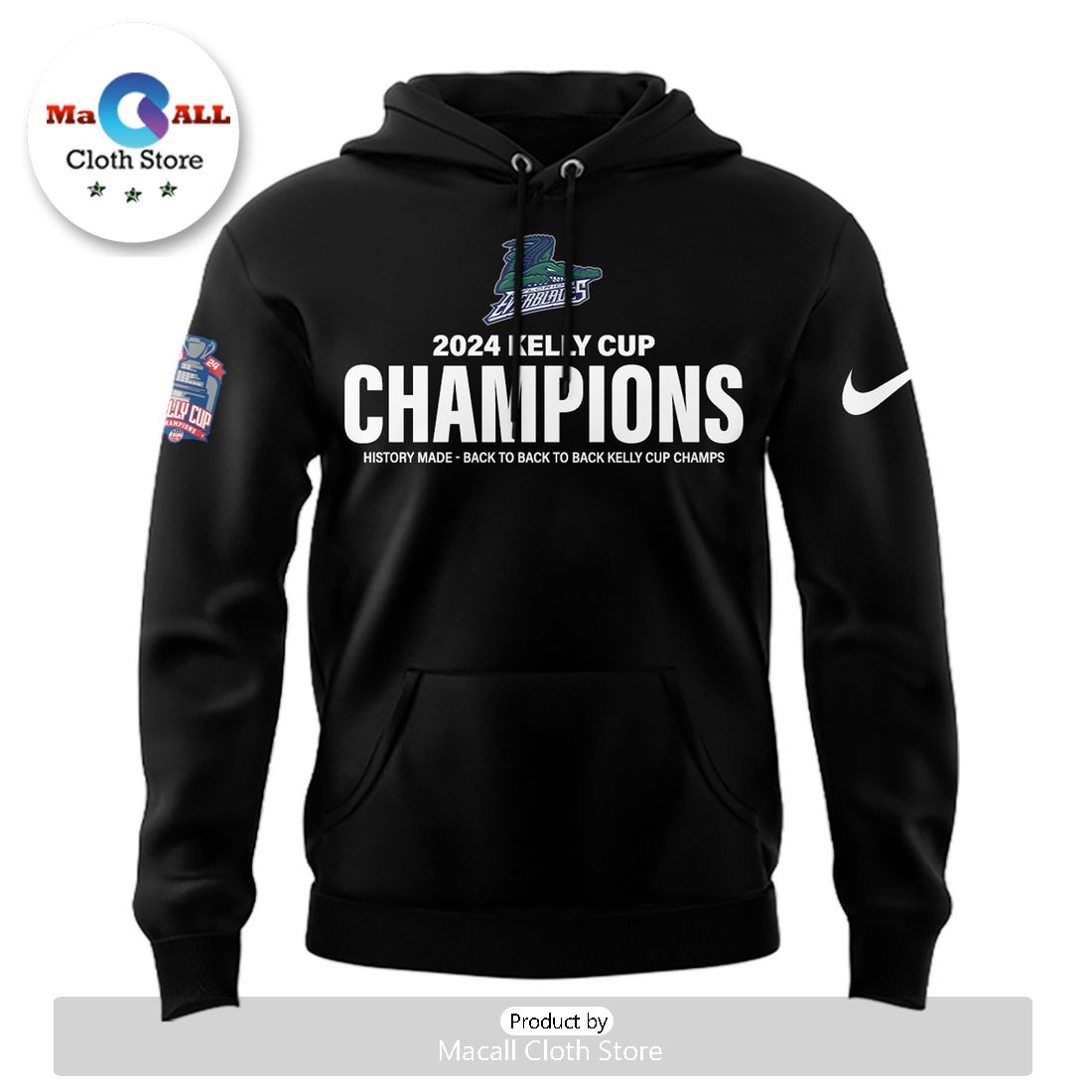 2024 Florida Everblades Kelly Champions Black Hoodie 3D