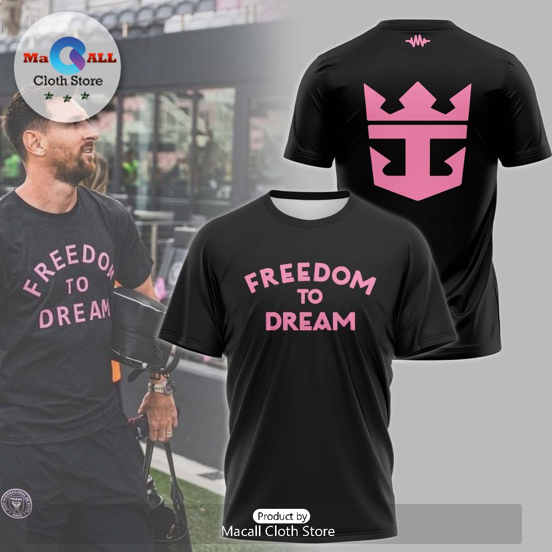 2024 Messi Freedom To Dream Black 3D Hoodie