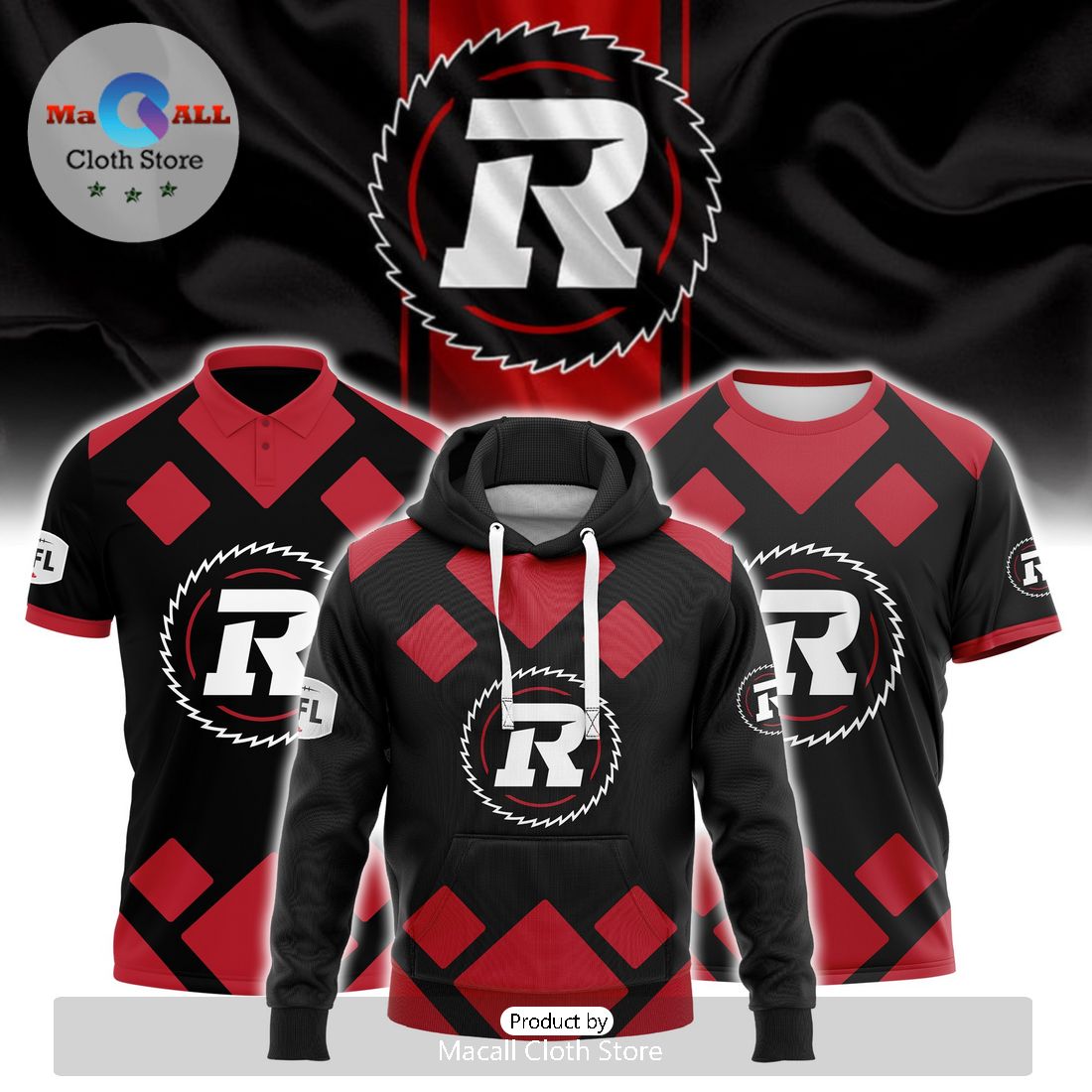 2024 Ottawa Redblacks CFL Indigenous Merch Hoodie 3D