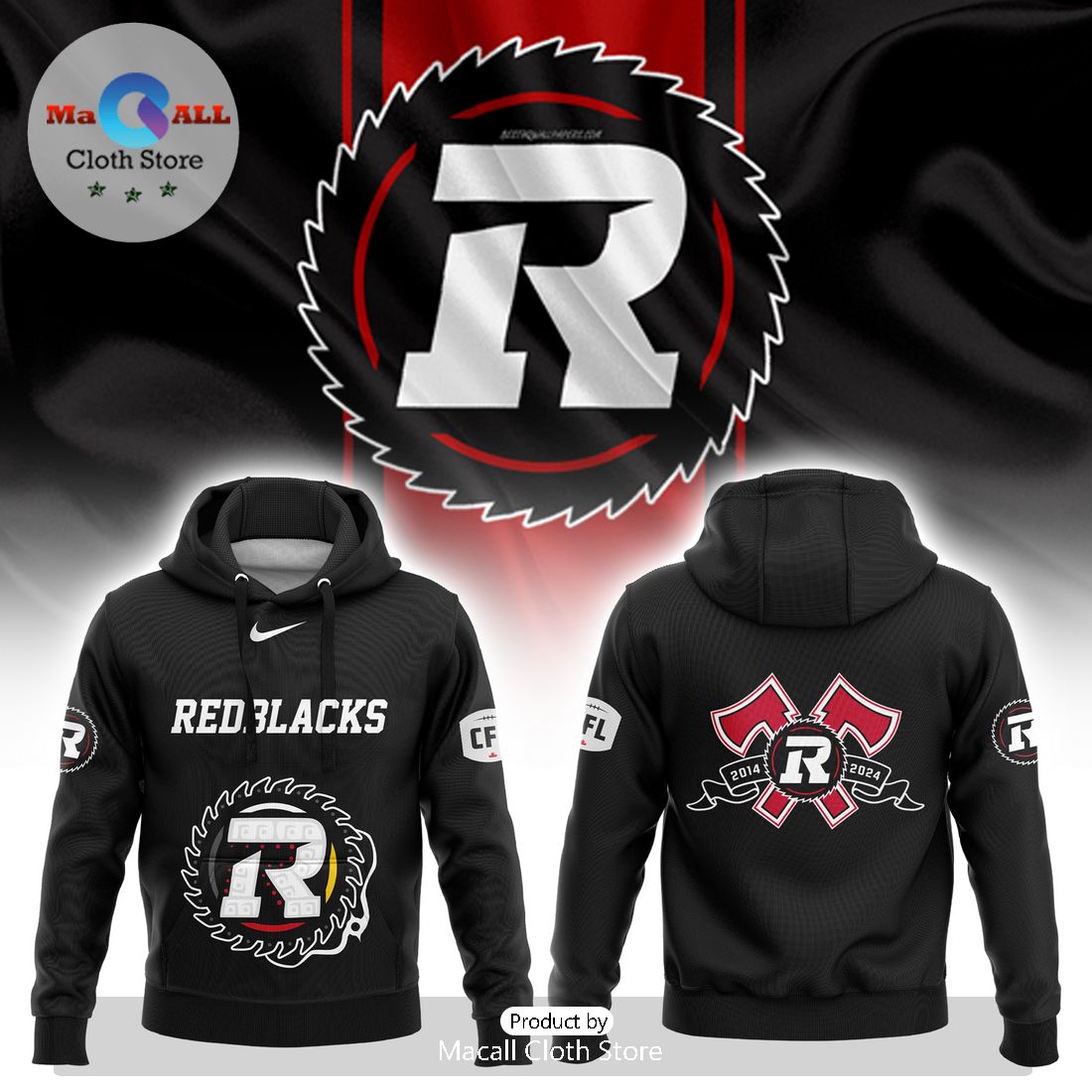 2024 Ottawa Redblacks Indigenous Merch Hoodie 3D