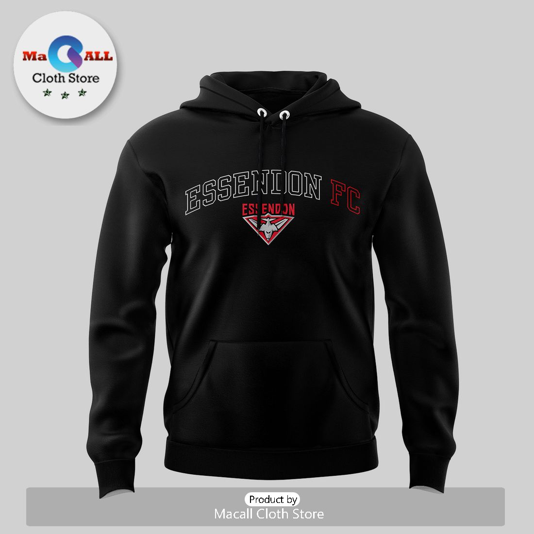 AFL Essendon FC 2024 Black Hoodie 3D