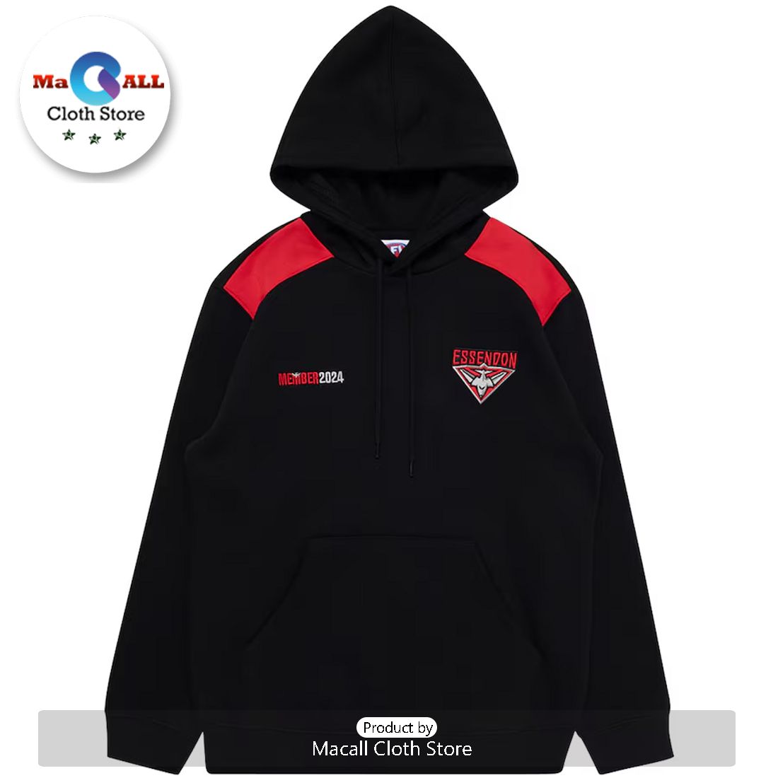 AFL Essendon Football Club Black Hoodie 3D