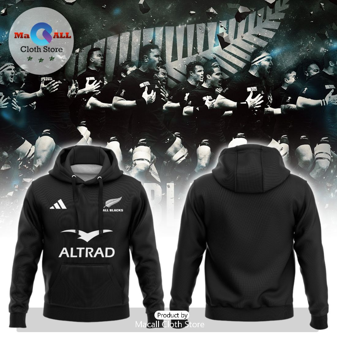 All Blacks Rugby Union 2024 25 Home Jersey Hoodie 3D
