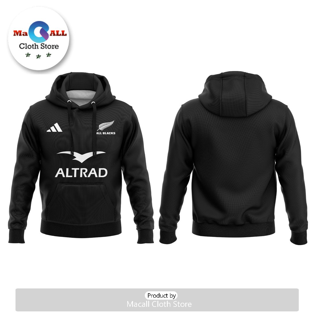 All Blacks Rugby Union 2024 25 Home Jersey Hoodie 3D