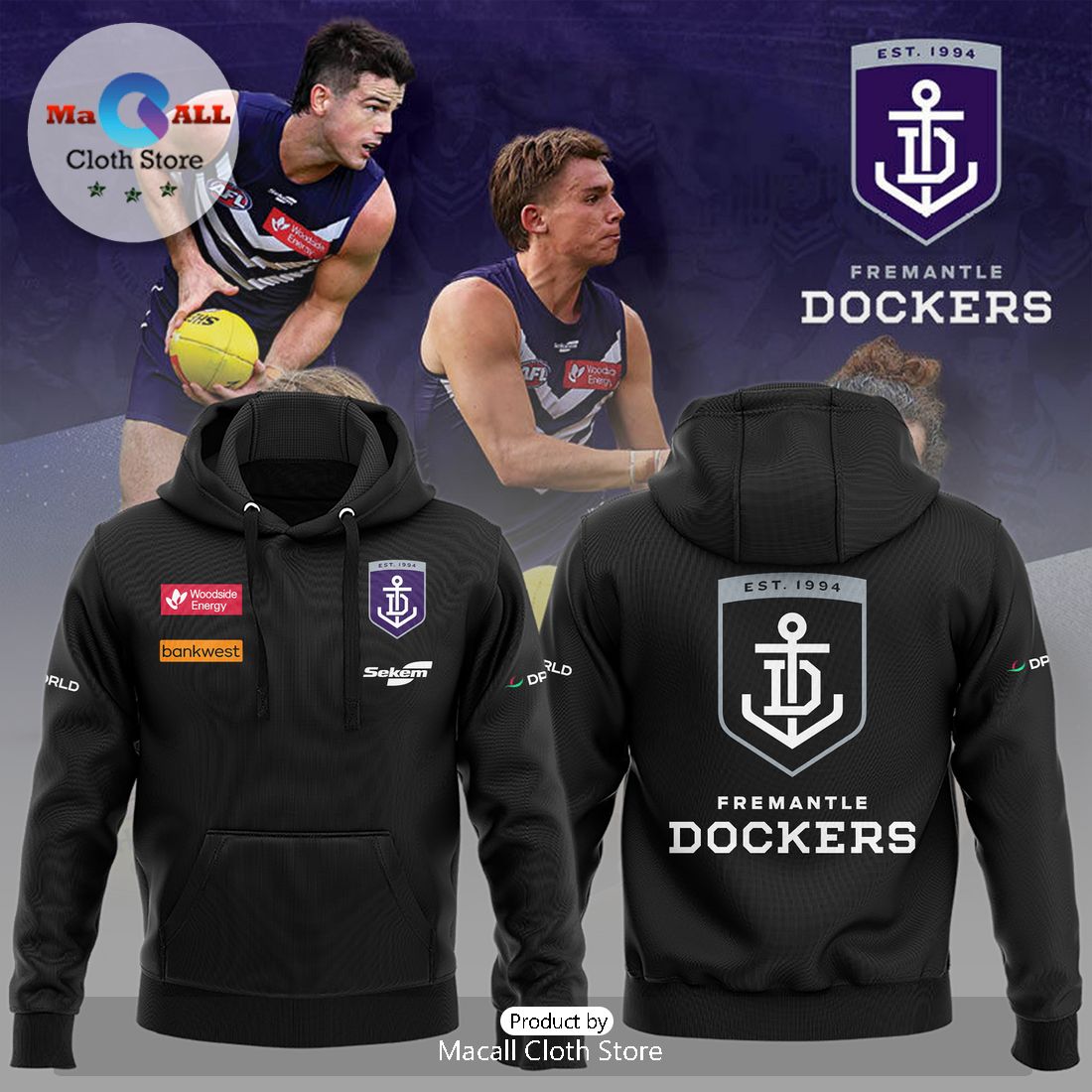 Fremantle Football Club Gifts Black Hoodie 3D