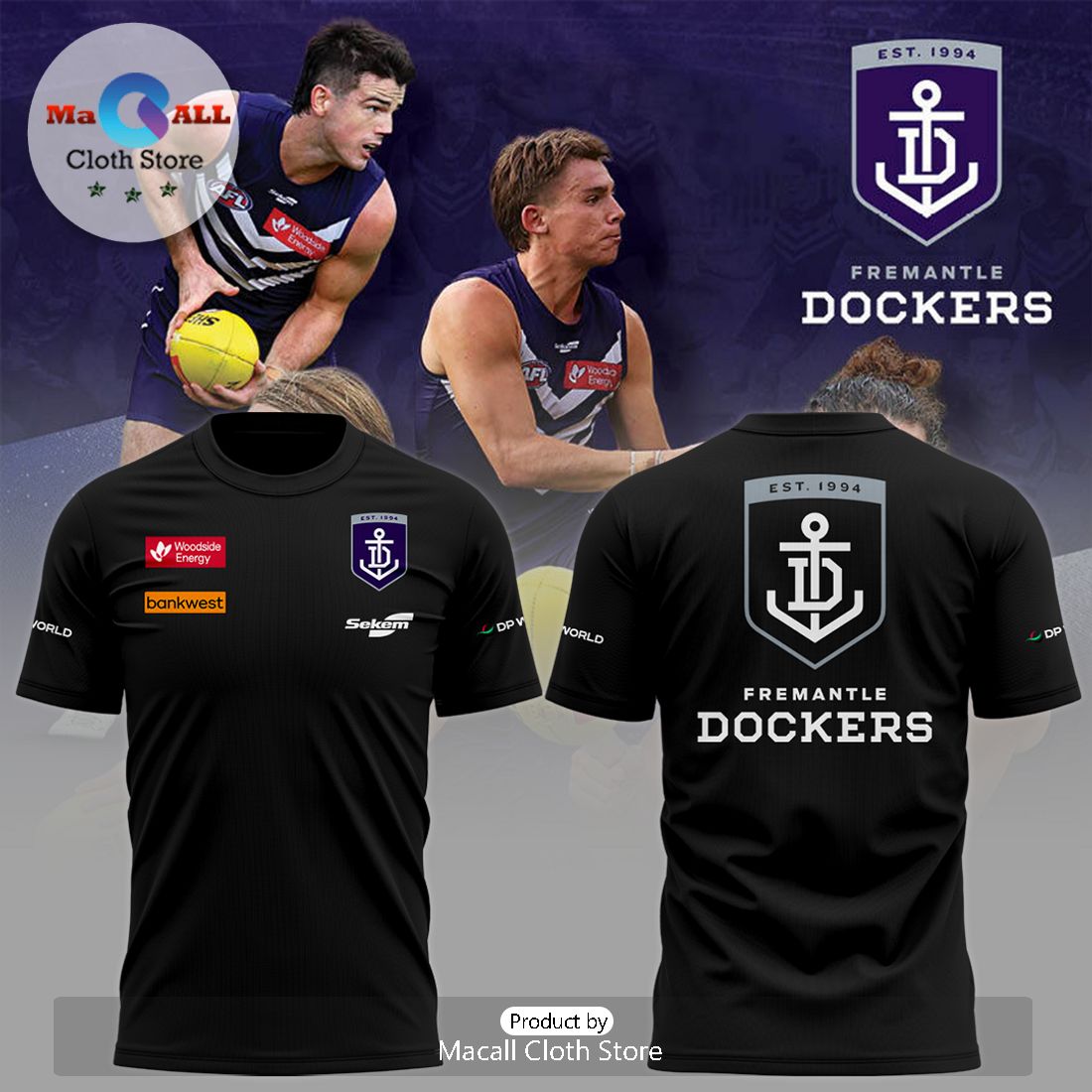 Fremantle Football Club Gifts Black Hoodie 3D